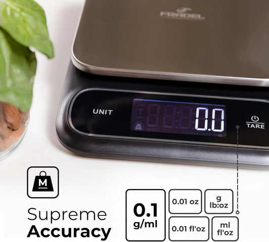 0.1g Digital Kitchen Food Scale in Grams & Ounces - 11lb, for Cooking, Baking, Weight Loss - Square