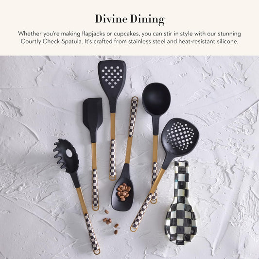 Silicone Spatula, Black-and-White Courtly Check | Decorative utensil, kitchen spatula with silicone head and stainless-steel handle, 11.75" L