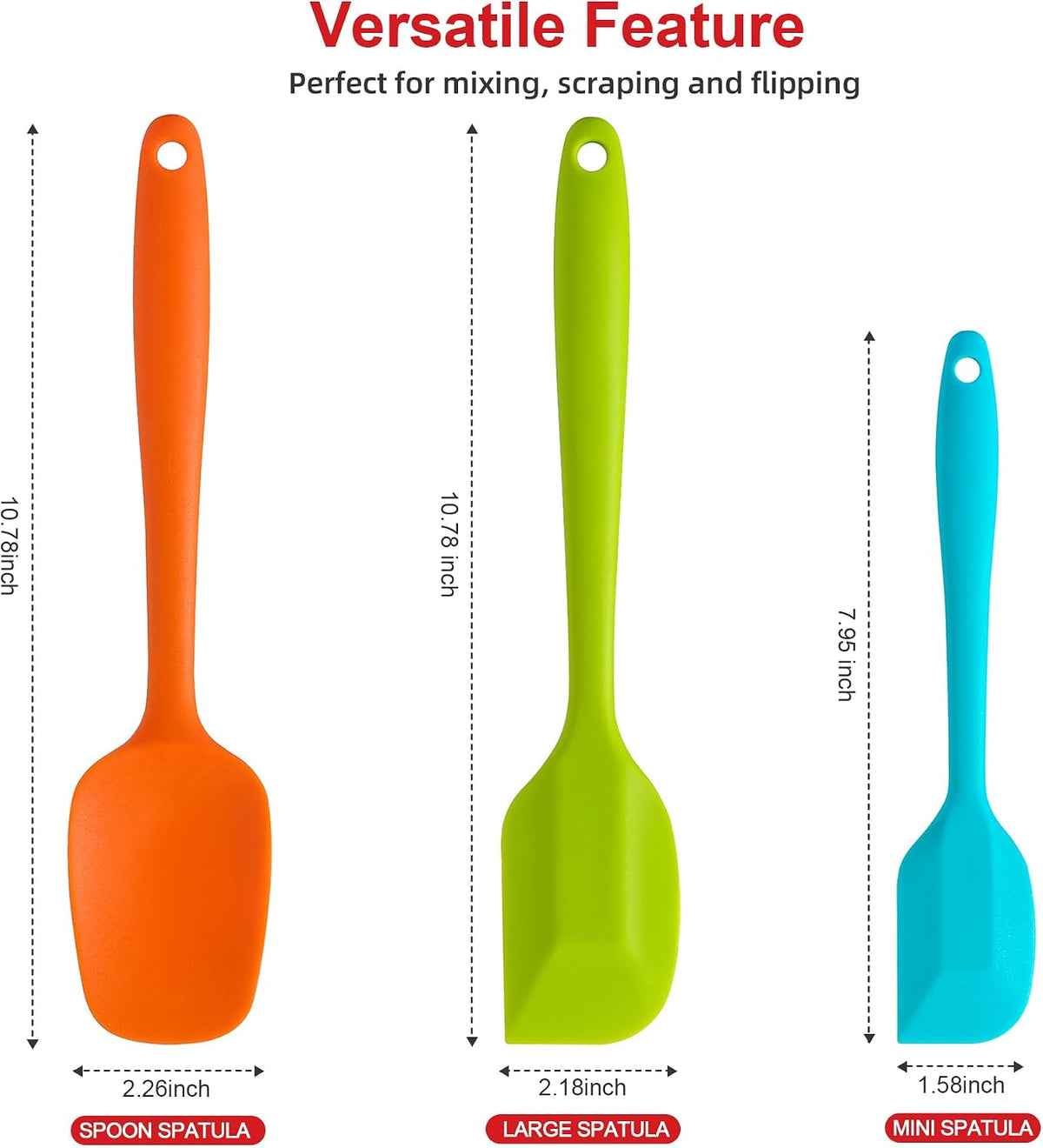 Silicone Spatula Set - Rubber Spatula - 600°F Heat Resistant Baking Spoon & Spatulas (Pink)