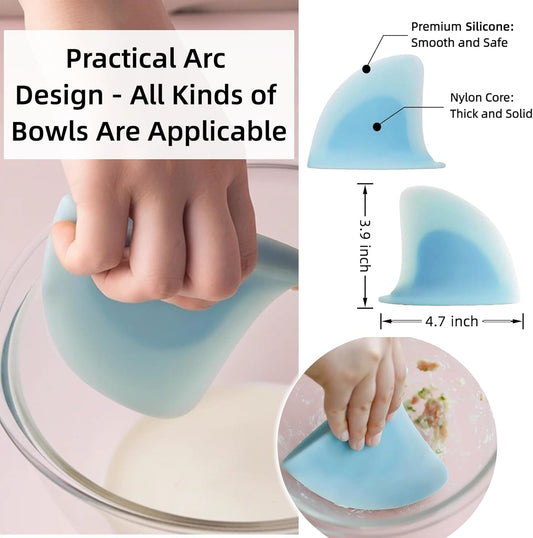 "Shark Fin" Bowl Scraper, Silicone Kitchen Scraper Tool | Ergonomic Award-winning Design, Food-grade Silicone, Bowl & Food Scraper for Dough Baking & Kitchen Use, Dishwasher Safe