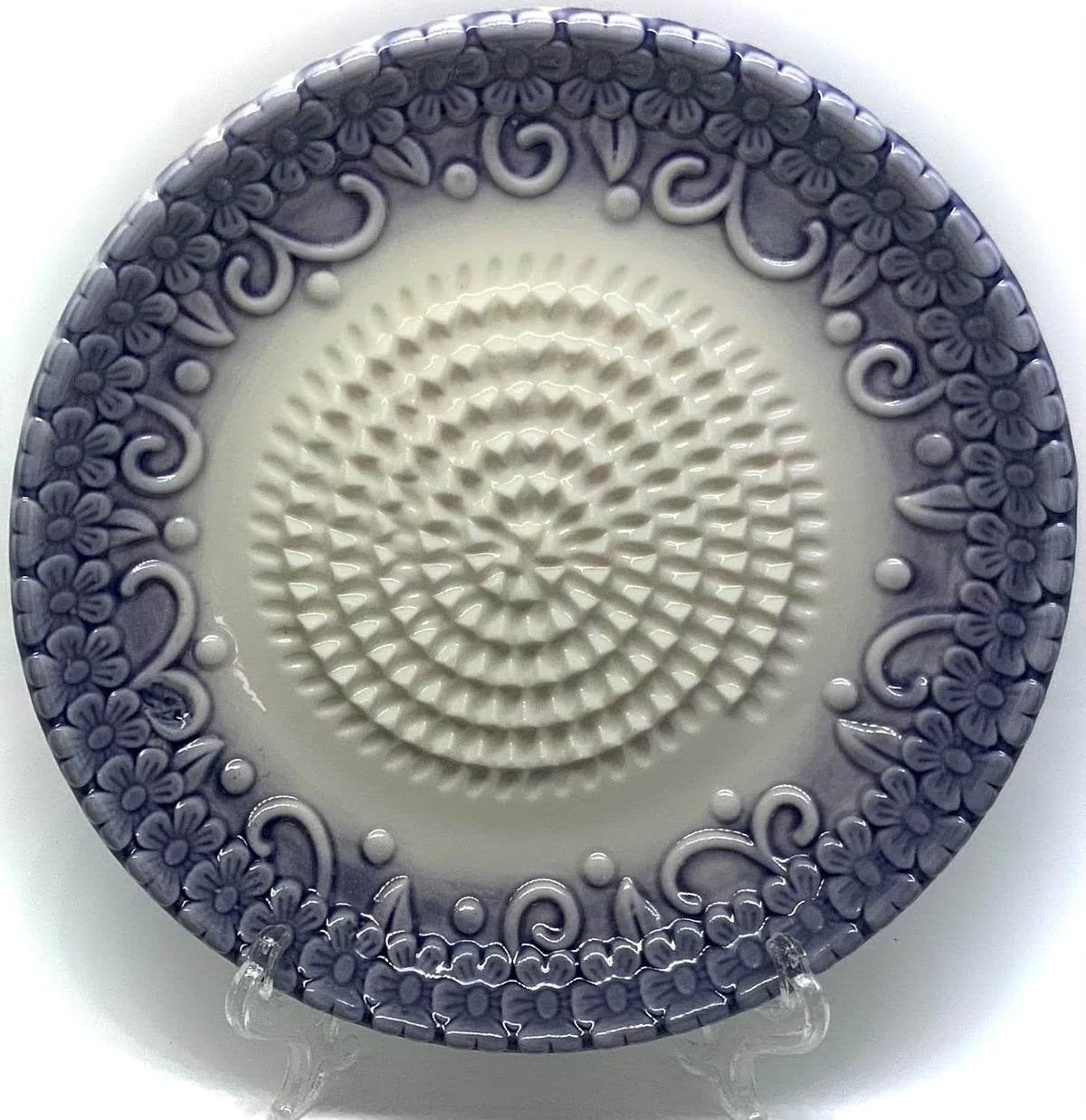 Premium Ceramic Garlic Grater Plate Set - Purple Embossed