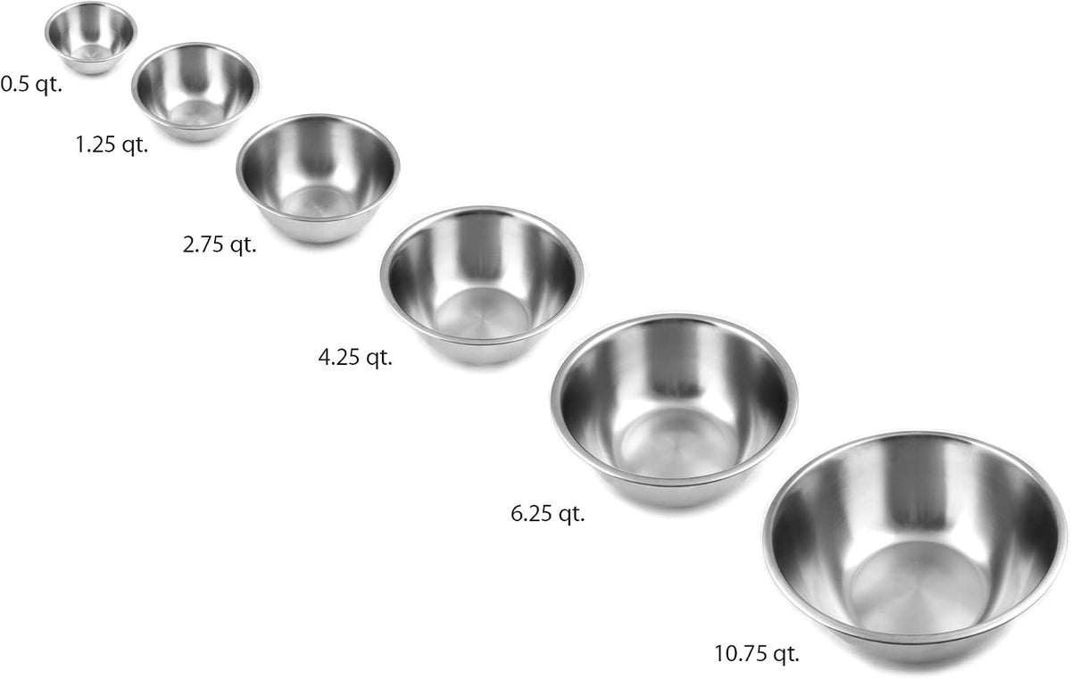 Fox Run Large Stainless Steel Mixing Bowl, 6.25-Quart, 11.75 x 5.5 inches, Metallic