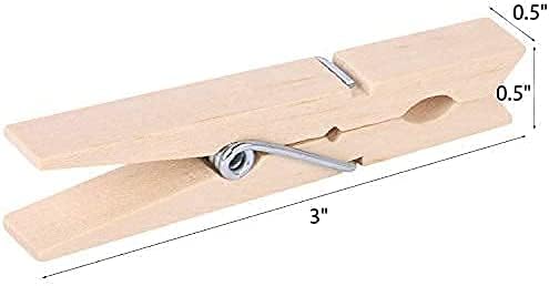 100pcs Clothes Pins Wooden Clothespins 3inch Heavy Duty Wood Clips for Hanging Clothes Pictures Outdoor