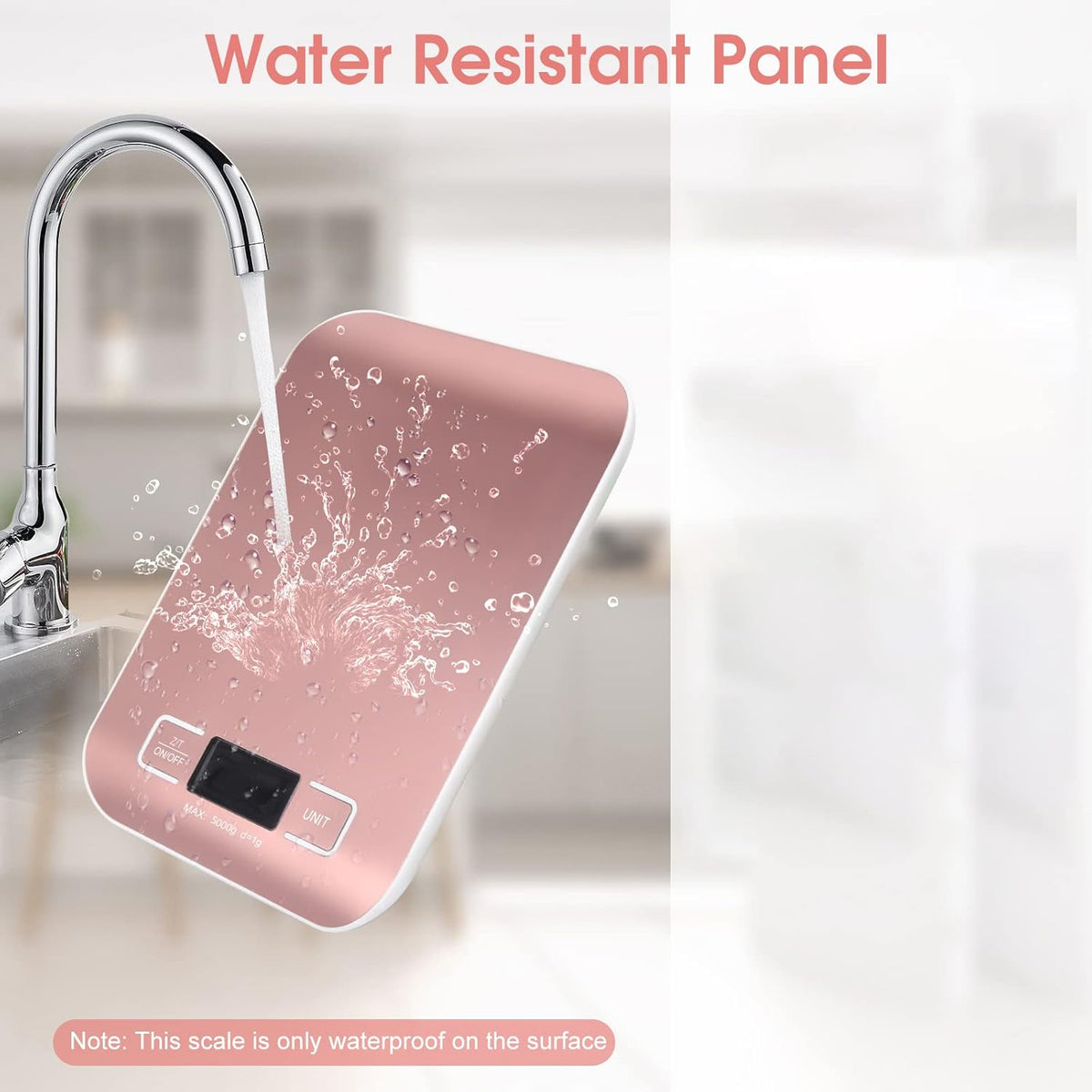 Digital Shipping Scale,Stainless Steel Panel, Accurate Portable Postal Scale for Packages, Small Business,Kitchen, Food, Handmade, Liquids, and Boutique (Rose Gold Battery(5kg/1g))