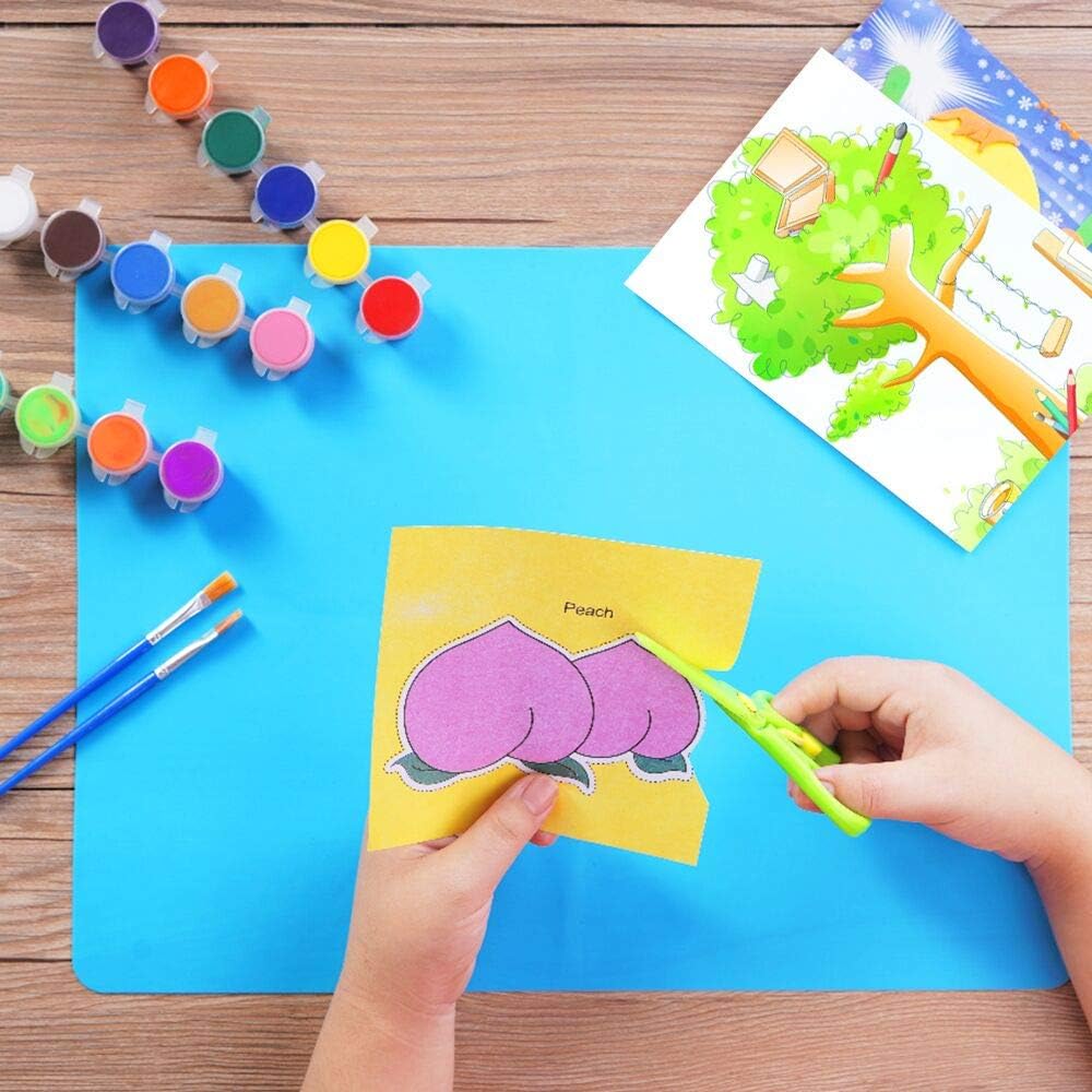 3 Pack Silicone Mats Large Sheets for Crafts Resin Jewelry Molds | 15.7" x 11.8" Silicone Placemat (Blue & Rose Red & Green), Non-Stick, Heat Resistant