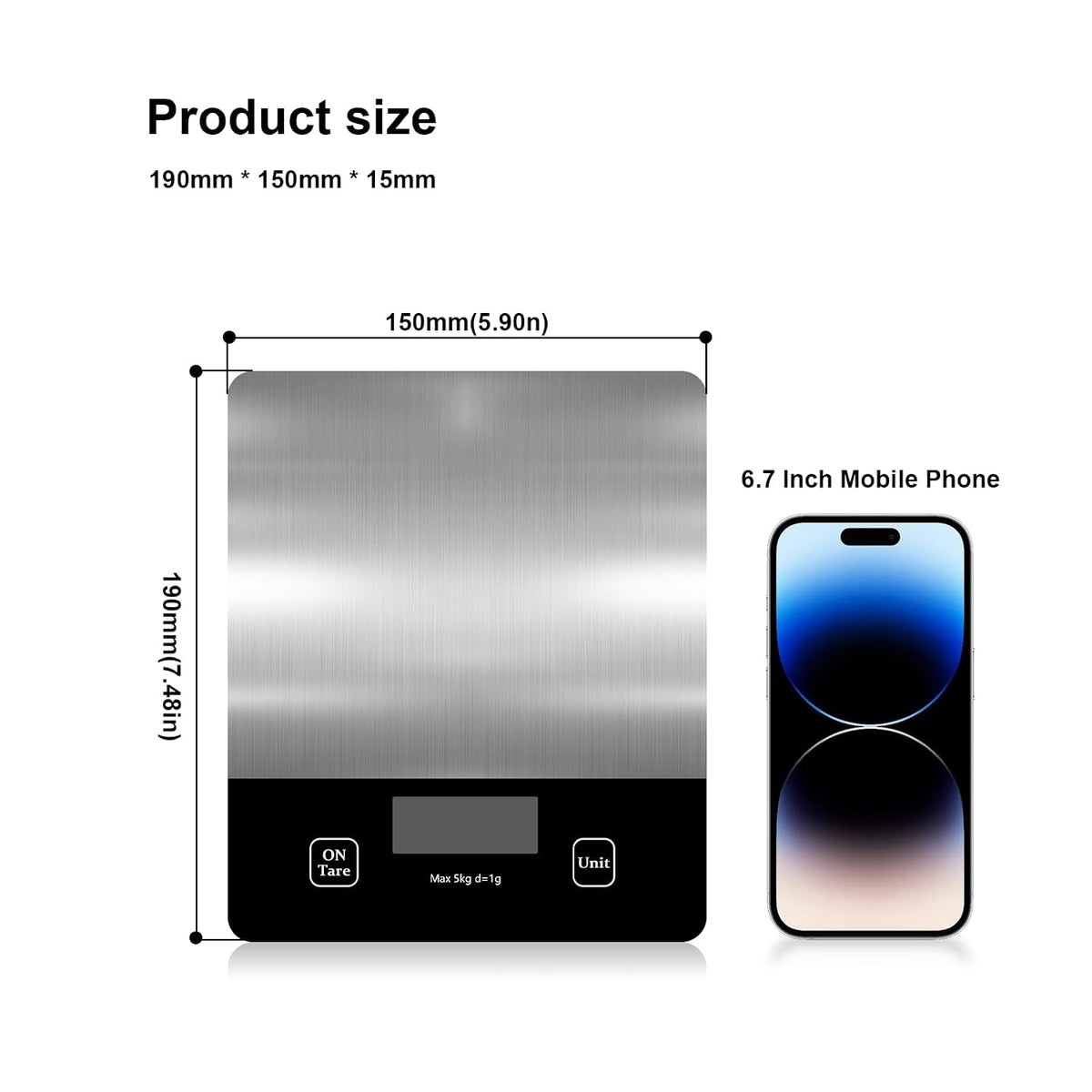 Digital Food Scale, Digital Kitchen Scale Weighing Grams and Ounces, Used for Baking and Cooking Coffee Meals