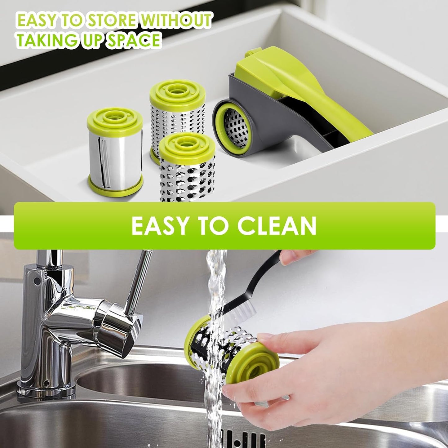 Cheese Grater Hand Crank, Rotary Cheese Grater with 4 Stainless Steel Drums | Cheese Grater for Cheese,Vegetables,Nuts,Chocolate, Parmesan Cheese Grater