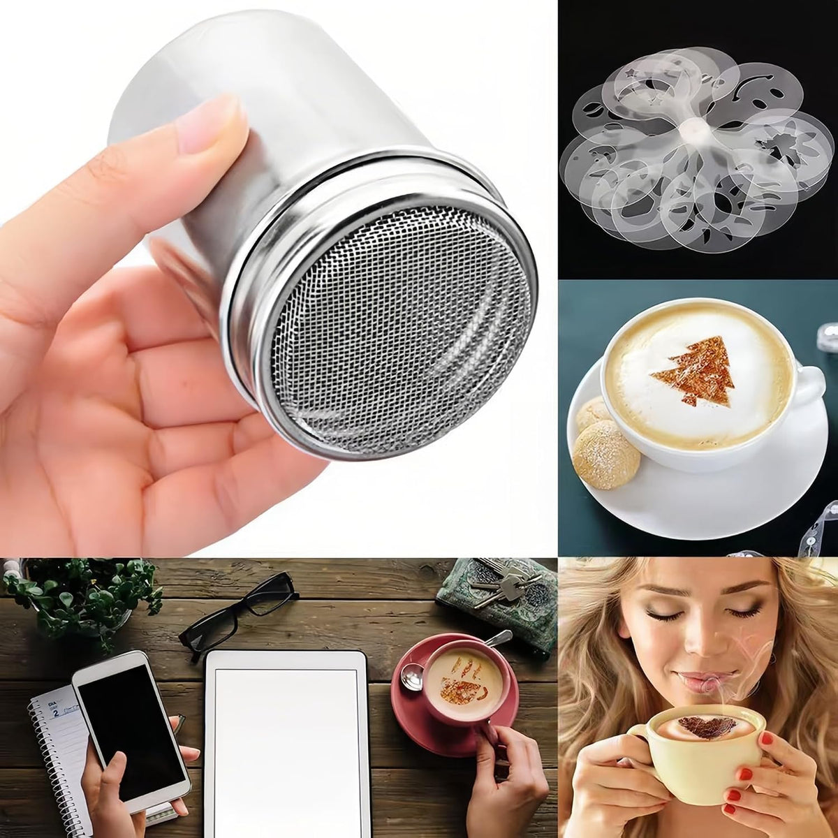 Stainless Steel Sifter with Lid - 80 Mesh Fine Sieve for Coffee Cocoa Matcha, 304 Food-Grade Powder Shaker, Baking Flour Sifter w/Ergonomic Handle, Dishwasher Safe Dry/Wet Ingredients Strainer (6.8oz)