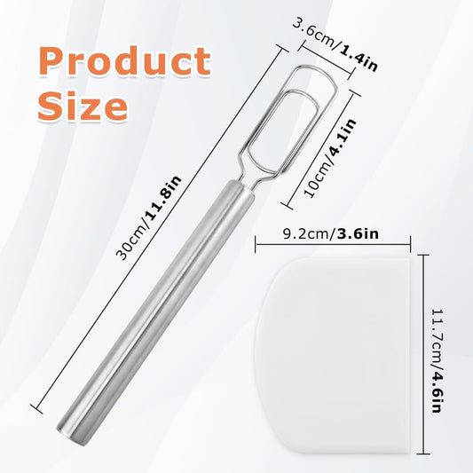 Dough Whisk for Sourdough Starter,Stainless Steel Whisk Flat Dough Hook | with Dough Scraper,12” Mixer Hand Tool for Sourdough, Pizza, Pastry,Bread Cake Mixing Cooking