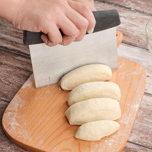Pasta Scraper with Handle and Measuring Scale, Bench Scraper with Stainless Steel Blade for Food Grade 7 Inch Pasta Scraper Black