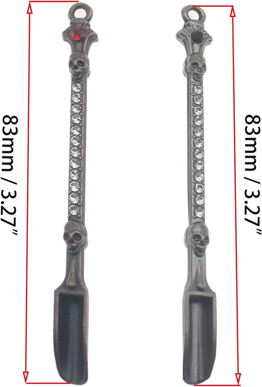 Mini Powder Medicine Scoop 2pcs Metal Shovel Spoon Shovel Scoop with Crystal for Bottle Home Supplies (Antique silver + Bronze)