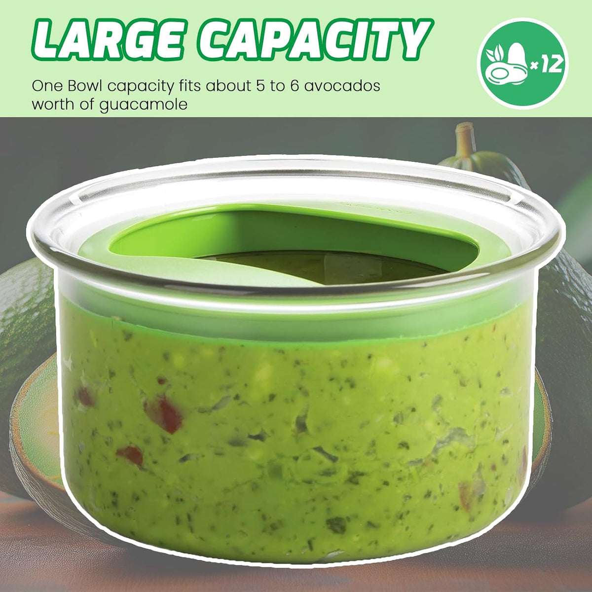 Guacamole Keeper(1 Pcs), Guacamole Bowls, Avocado Keeper Fresh Guacamole Plastic Kitchen Storage Container with Air Tight Lid, 3-in-1 Avocado Slicer and Cleaning sponge