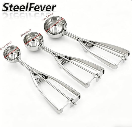 3 Pcs 3 Size Cookie Scoop Set Stainless Steel Ice Cream Scoop (1.6" + 2" + 2.4")