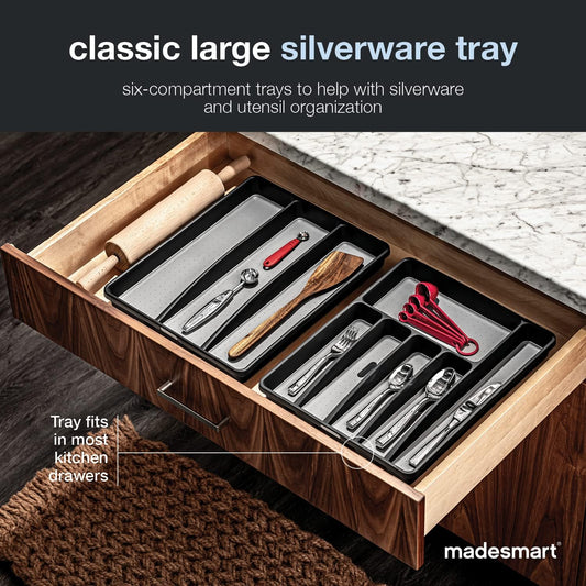 Classic 6 Compartment Silverware Tray, Granite