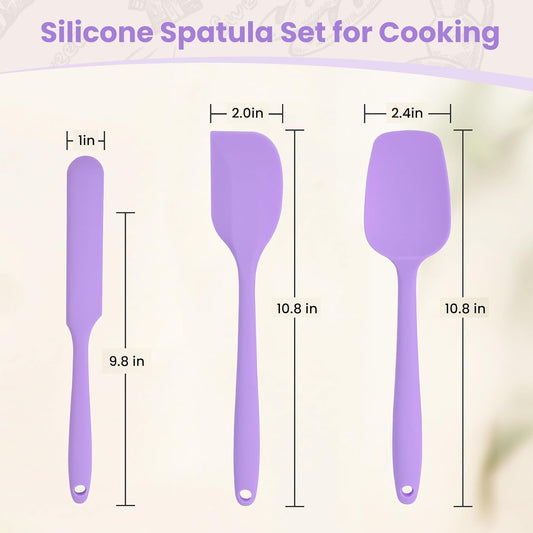 Rubber Spatula Food Grade, Silicone Heat Resistant Spatulas for Cooking | Silicone Cooking Utensils Set, Rubber Spatula Nonstick Handle with Ergonomic Grip, Kitchen Utensils Set for Mixing 3 Pack