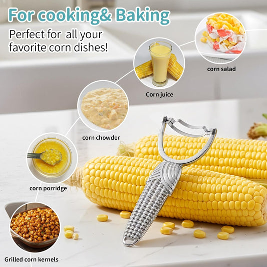2 Pcs Corn Peeler for Corn on The Cob Stainless Steel Stripper Tool with Aluminum Alloy Handle Kernel Stripper Remover, Comfortable Grip and Light Weight