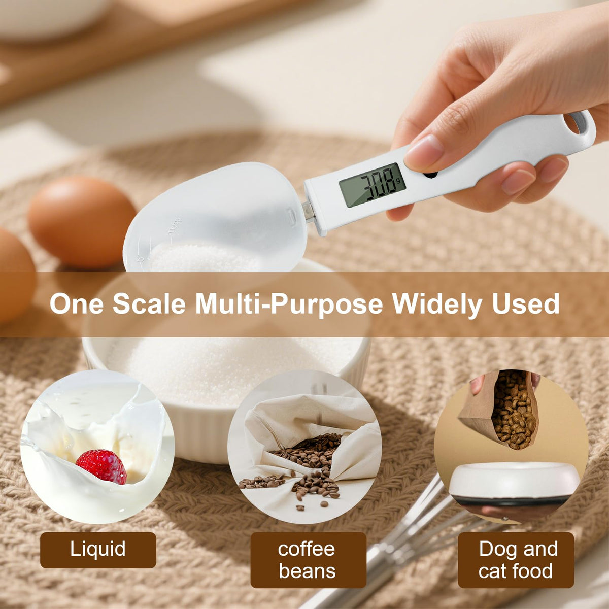 Digital Measuring Spoon Scale,300G/0.1G Gram Scale | High Precision Electronic Food Scale for Kitchen Gadgets and Daily Meals,Home Cooks Bakers Chefs,Pet Dog Cat Ower,Battery