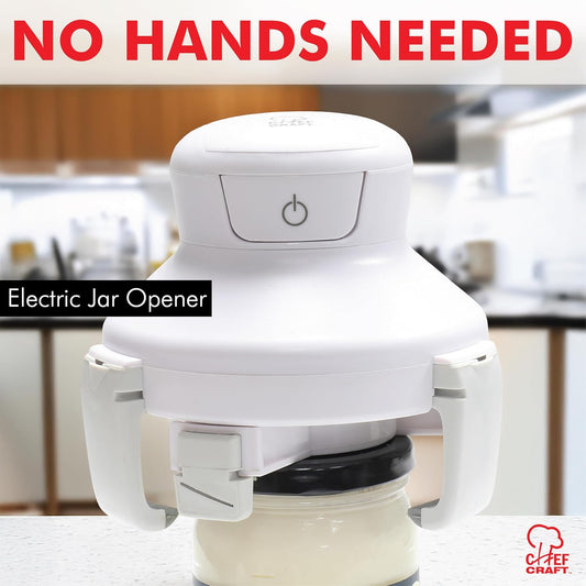 Hands free/Self-Centering, Three-Armed Electric Jar Opener