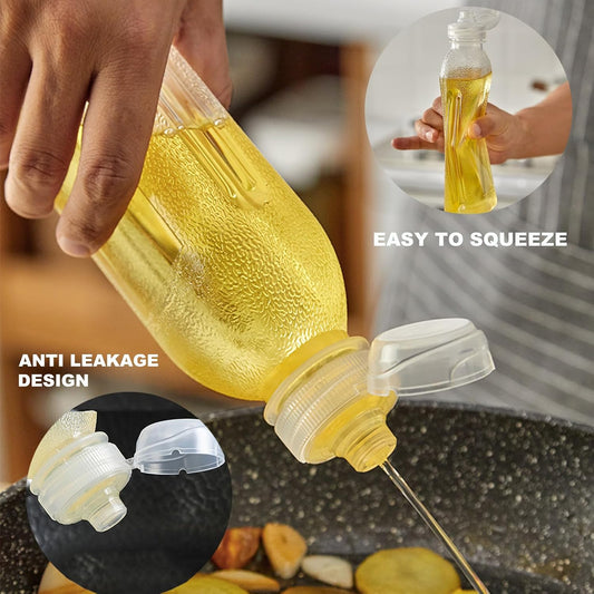 Condiment Squeeze Bottles,6 Pack Squeeze Bottles for Sauces, Ketchup Salad Dressing Container, 17oz Plastic Bottles with Squeeze Top for Liquids, BBQ Sauce, Oil