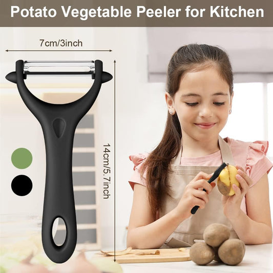 2PCS Potato Peeler, Y-Shaped Swivel Vegetable Peeler, Fruit Peeler for Kitchen, Non-Slip Grip Peeler, Ergonomic Handle Sharp Blade Stainless Steel Peeler(Green, Black)