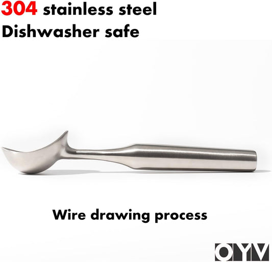 304 Stainless Steel Ice Cream Scoop, Heavy Duty, Ergonomic Handle | One-Piece Design, Supports Up To 88.2 lb(40 kg), Rust Resistant, Dishwasher Safe