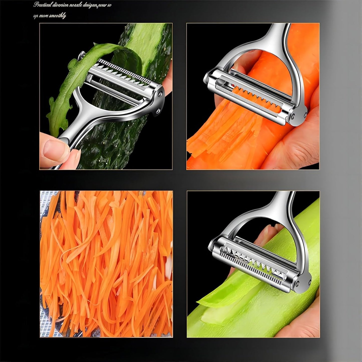 Stainless Steel Dual Blade Vegetable Peeler for Kitchen -Commercial Grade Julienne Cutter, Slicer, Shredder, Scraper -for Carrot Potato Melon Vegetable Fruit -with Sharp Blade, Good Durable