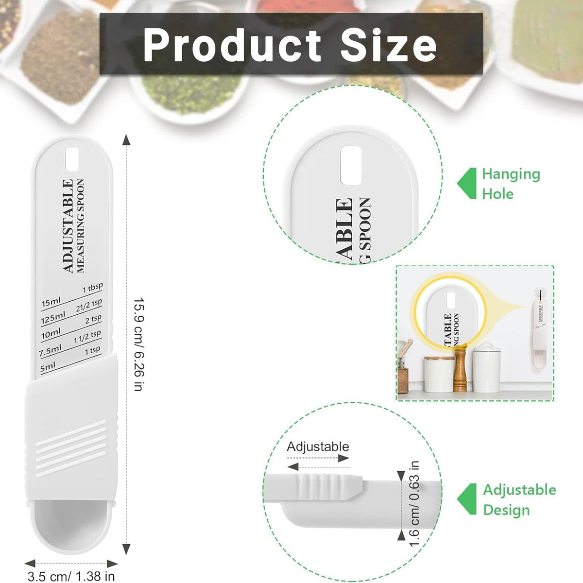Adjustable Wet & Dry Measuring Spoon with Scale(White)