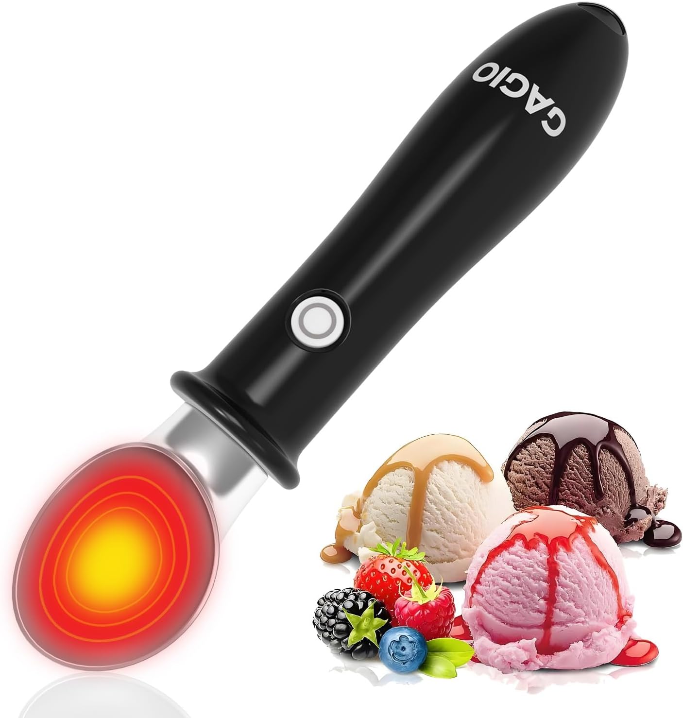 Heated Ice Cream Scoop Rechargeable – Upgraded 2026 Electric Warming Scooper for Rock Hard Ice Cream, Dual Temp 113℉/140℉, Safety Lock & Waterproof Ergonomic Handle (White)