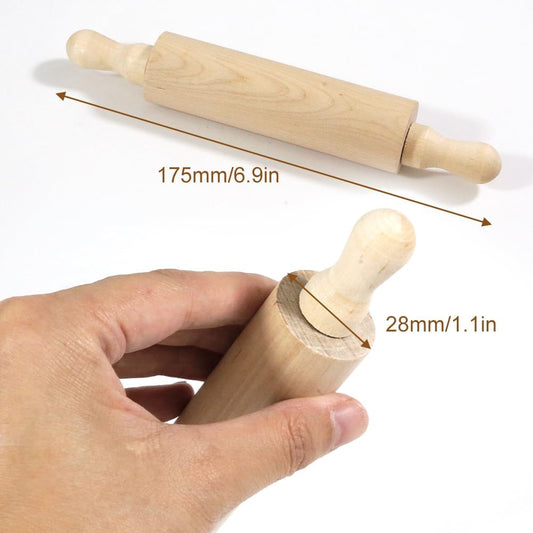 6 Pack 7 Inch Mini Unfinished Wooden Rolling Pins | Vintage Farmhouse Tiered Tray Decorations, Kitchen Ornaments, DIY Arts & Crafts Projects