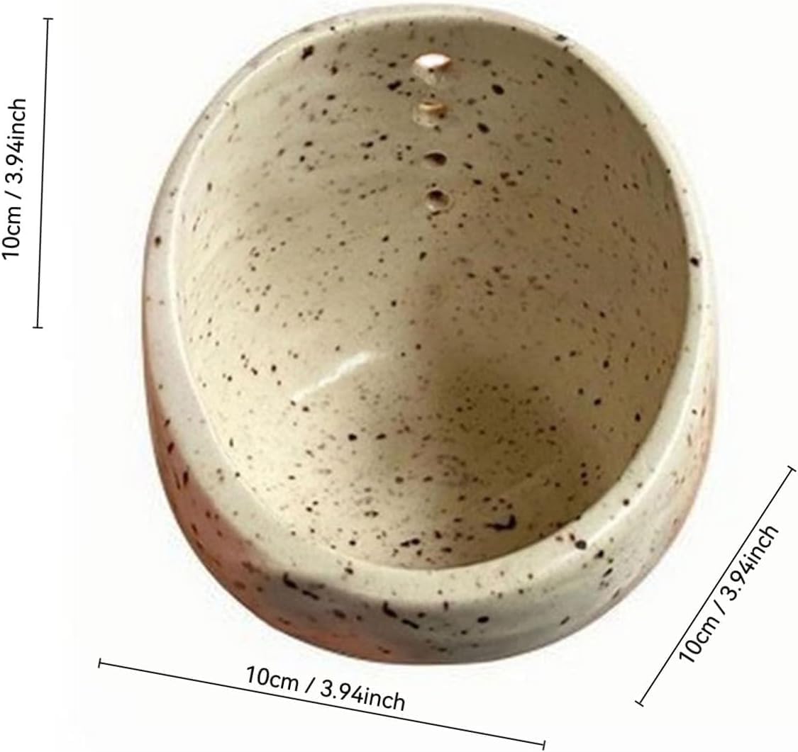 Pottery Herb Stripper Bowl - 2025 Handmade Ceramic Herb Peeling Tool, with Four Holes of Different Sizes to Separate Leaves and Stems, Suitable for Cilantro, Rosemary, Parsley