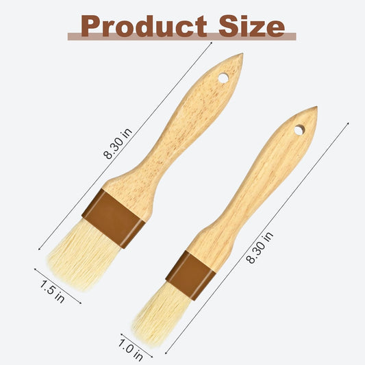 4 pcs Pastry Brush, Natural Bristle Basting Brush for Cooking and Baking, Premium BBQ Brushes for Butter, Oil, Egg, Sauce, Turkey, Marinade and Kitchen Food