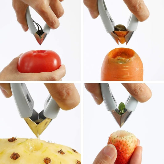 Strawberry Huller for Carrot Pineapples Stem gem Top Stem Remover Potatoes, Stem Remover Tomato Corer Potato Tweezers Carrot Cutter Pineapple Peeler Clip for Fruit and Vegetable