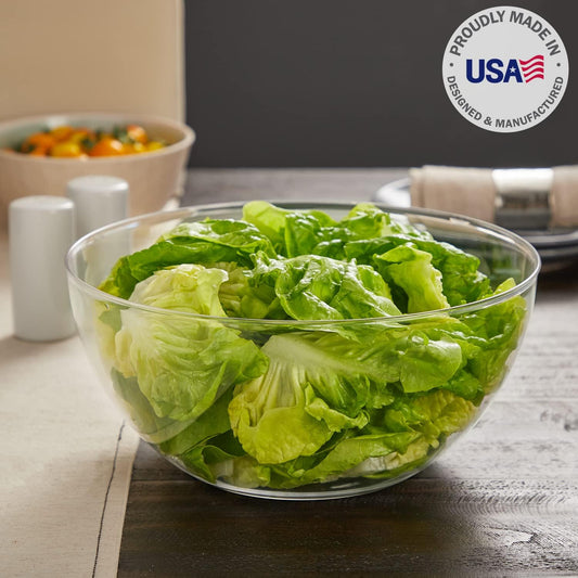 Vista Clear Plastic Salad and Serving 10-inch Bowls | set of 3 | Reusable, BPA-free, Made in the USA | 135 oz. capacity