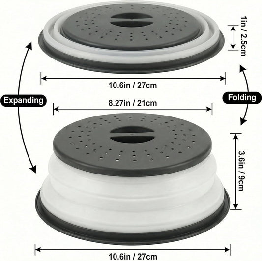 Collapsible Microwave Splatter Cover, Black, 10.5 inch