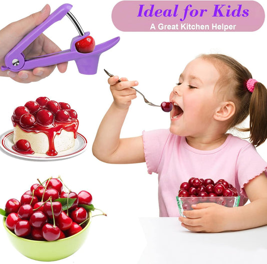 Cherry Pitter Tool Pit Remover, Cherry Core Remover Tool with Space-Saving Lock Design, Heavy-Duty Cherry Pit Remover for Kids / Making Cherry Jam