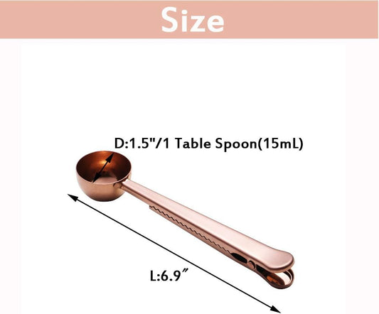 3 PCS Coffee Scoop with Clip 2 in 1 Stainless Steel | 1 tbsp Ground Measuring Spoon, Bag Clip, For Coffee Tea