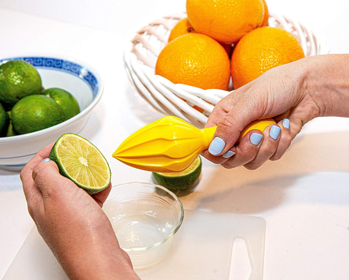 Juicy Juice Manual Hand Citrus Reamer for Lemons, Limes, and Oranges,Yellow