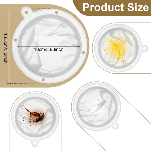 4 Pieces 200 Mesh Filter 5 Inch Food Filter Strainer Nylon Sieve Fine Mesh Plastic Reusable Strainer for Filtering Yogurt Juice Milk Honey Kitchen Whey Grease Coffee Funnels
