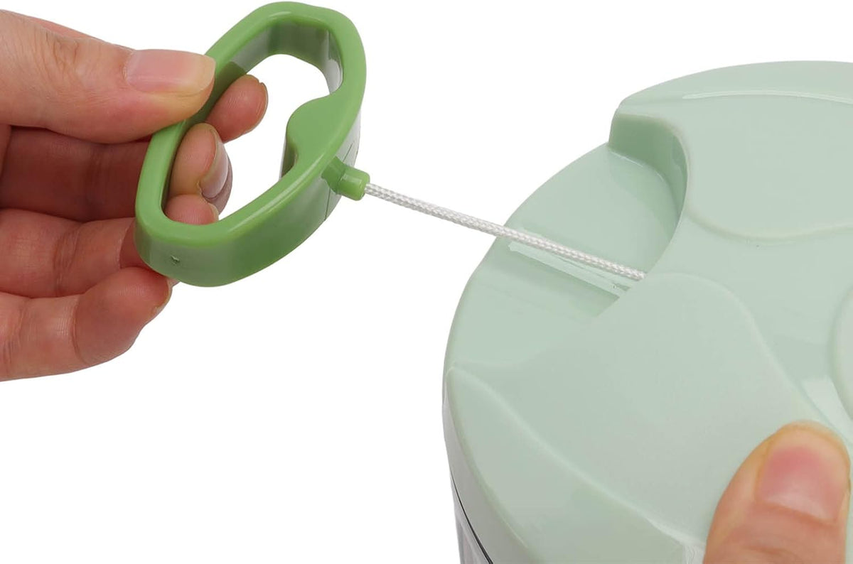Manual Food Processor Vegetable Chopper, Portable Hand Pull String Garlic Mincer Onion Cutter for Veggies, Ginger, Fruits, etc., 900ml, Green