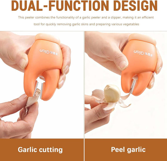 2026 New Garlic Peeler Clips with Stainless Steel Blade - Manual Skin Remover, Easy-to-Use Peeling Tool for Home Cooking, Kitchen Gadgets, Keeps Hands Odor-Free (Orange)