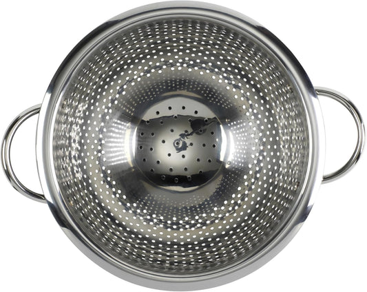 Colander Premium Stainless Steel Construction with Handles and Elevated Pedestal Foot, 5-Quart, Black