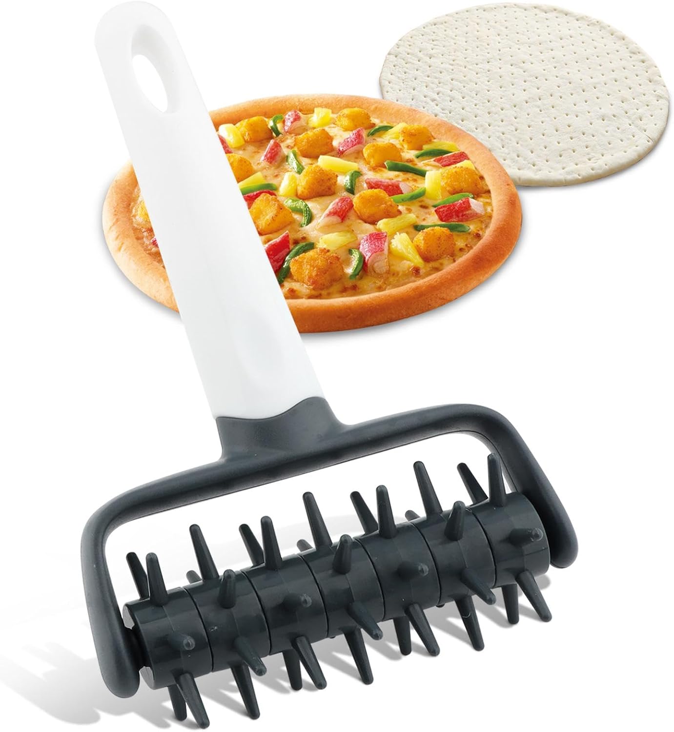 Pizza Dough Docker,Pastry Roller with Spikes Prevents Air Bubbles Time Saver Baking Tool for Baking Dough Pizza Pies Pastries and Cookies(COLOR:Dark Grey)