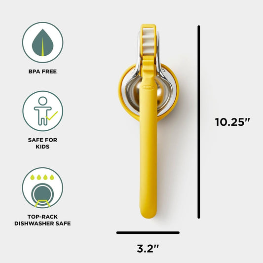 FreshForce Lemon Squeezer Citrus Juicer, Manual Hand Press with Dual-Gear Power for Maximum Juice Extraction, Durable, Yellow