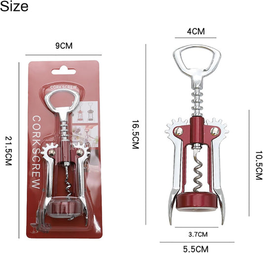 Wine Opener, Zinc Alloy Premium Wing Corkscrew Wine Bottle Opener, Multi-Purpose Opener for Beer and Soft Drinks, Wine Cork Opener with Vacuum Wine Stopper for Wine Enthusiast Waiters-Sleeve Anchors