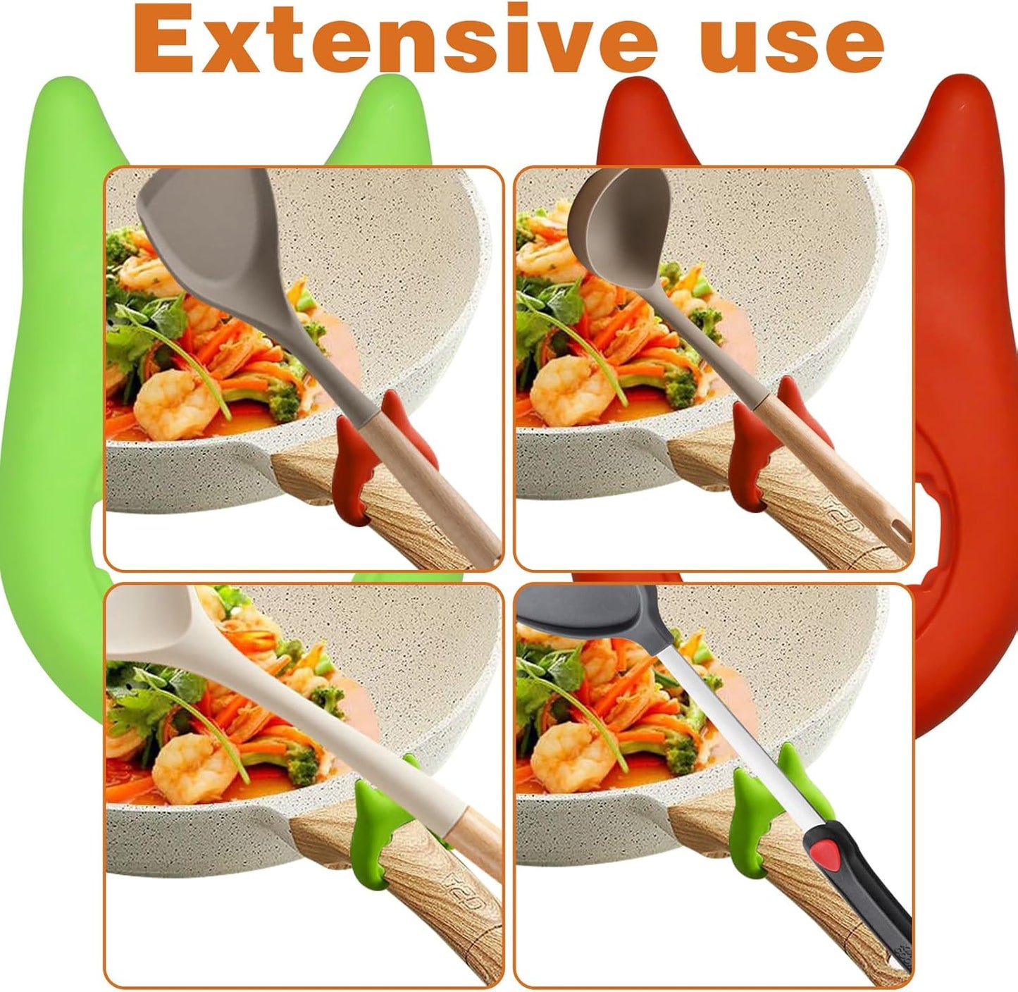 2pcs Silicone Pot Holders, Adjustable Kitchen Silicone Spoon Rest Suitable for Placing Spoons and Spatulas After Cooking in a Steamer Utensil Rest, Anti-Slip Spatula Pot Spoon Holder (Green/Red)