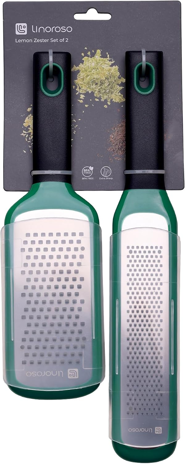 Lemon Zester Grater of 2, Kitchen Tool for Cheese, Garlic, Nutmeg