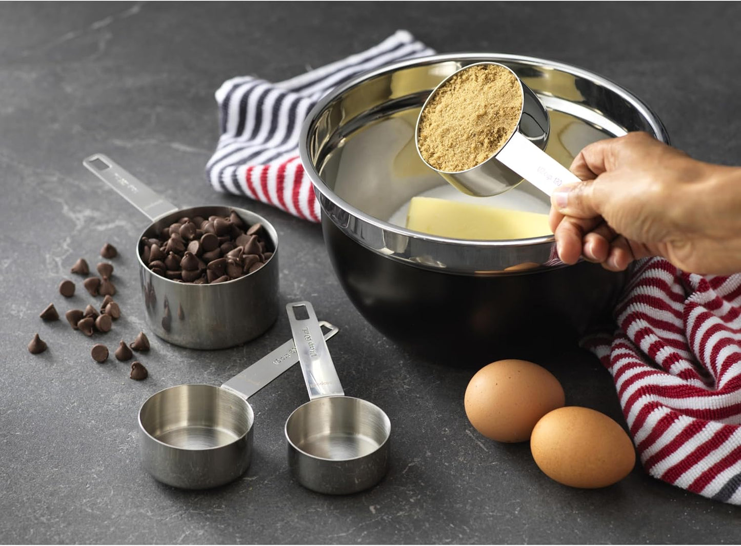 Gourmet Measuring Cup Set, Stainless Steel 4-pc., 1/4, 1/3, 1/2, 1 Cup etched measurements