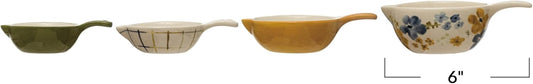 Hand-Painted Stoneware Measuring Cups, Multicolor