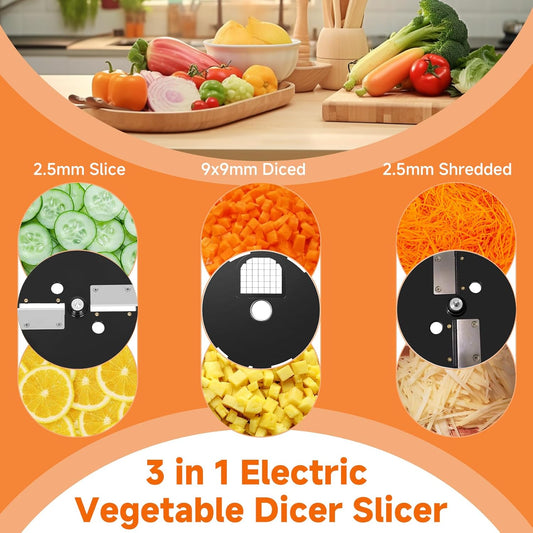 3 in 1 Electric Vegetable Dicer Slicer for Commercial & Home Use | Multifunctional Automatic Commercial Vegetable Chopper for Onion Potato Cabbage Veggie Fruit Slicing Shredding and Slitting