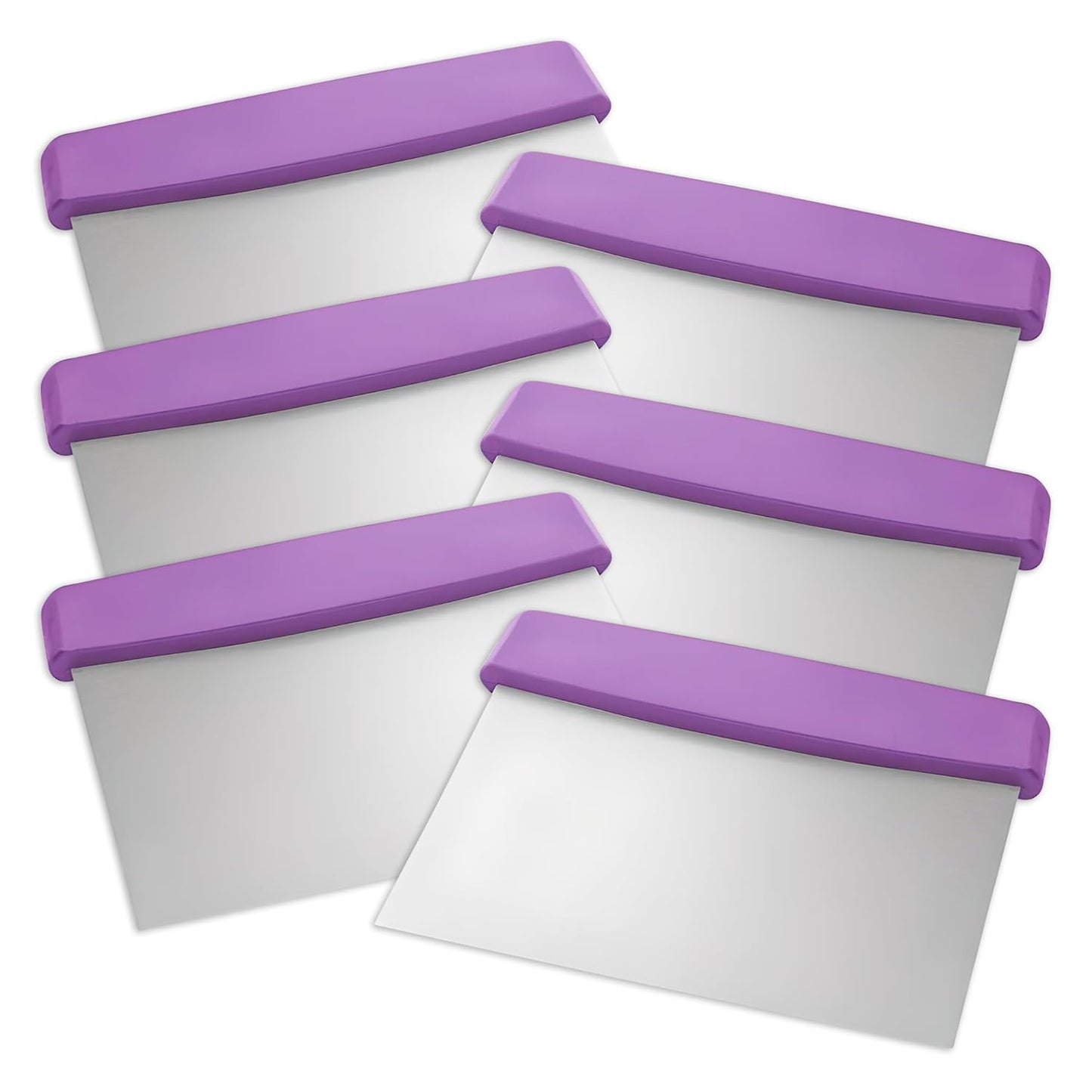 3-Pack 6" Stainless Steel Dough Cutter and Bench Scraper | White Handle | Cutter for Pizza Dough, Bread, and Pastry Dough | Multipurpose Kitchen Utensil